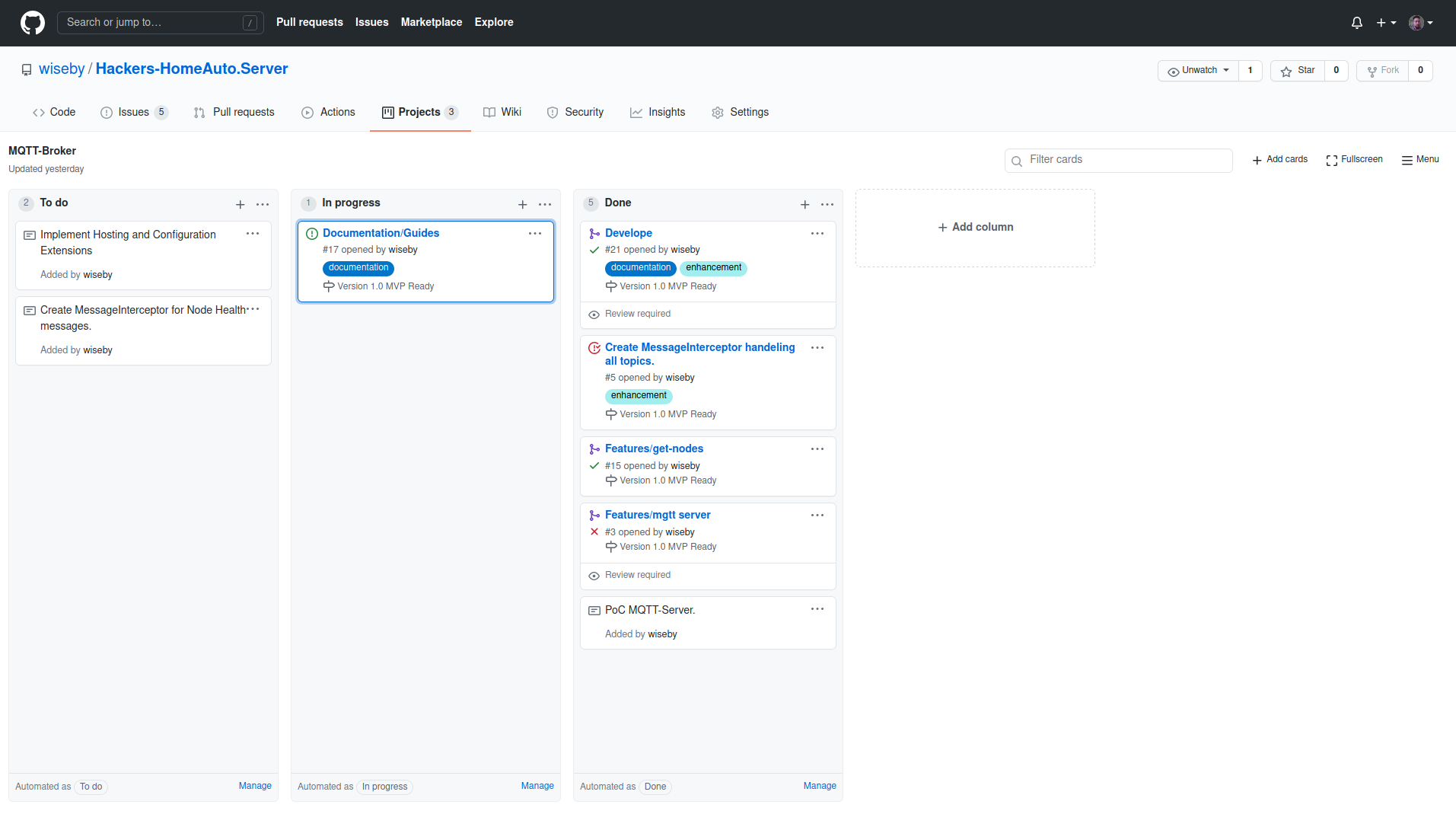 Github Kanban Board